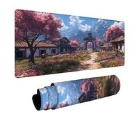 Tapis de Souris Montagne Mouse Pad Fleurs de Cerisier Tapis de Souris XXL 700 x 300 x 3mm Bords Cousus Précision et Vitesse Améliorées pour PC Portable Clavier Gamer Decoration Automne FSBD-1337