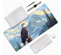 Tapis de Souris Montagne Tapis de Souris XXL 1000x500 mm, Imperméable Tapis de Souris Gamer XXL Tapis Souris Aigle Mouse Pad, Base Atidérapante Haute Précision et Vitesse pour Gamer, Deco Bureau-MU500
