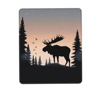 Tapis de souris Moose Mountain Pine Tree Wilderness - Base en caoutchouc antidérapant - Tapis de souris de jeu lisse avec bords cousus - Pour décoration de maison, bureau, accessoires de bureau - 17,8