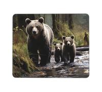 Tapis de souris Mother Bear and Her Cubs avec bords cousus, confortable avec base en caoutchouc antidérapant, lavable, pour ordinateur portable, bureau, 25,4 x 30,5 cm