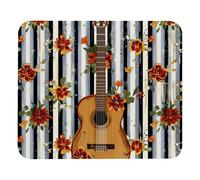 Tapis De Souris Motif À Rayures Florales De Guitare Ancienne 25X30Cm Durable Tapis De Souris Gaming Bords Cousus Mouse Pad pour Travail Études