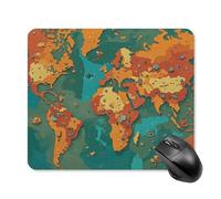 Tapis de souris motif carte du monde rouillé mignon tapis de souris carré en cuir antidérapant base en caoutchouc tapis de souris imperméable pour ordinateur portable souris sans fil clavier maison