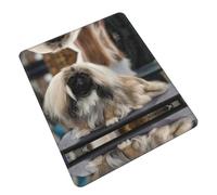 Tapis de souris motif chien pékinois avec design épais, qui adhère au bureau et ne se déforme pas