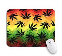 Tapis De Souris Motif Coloré De Feuilles De Chanvre sur Fond Vert Géométrique Tapis De Souris Carré Base en Caoutchouc Antidérapante Tapis Souris, pour Ordinateur, Jeux, 25 x 30cm