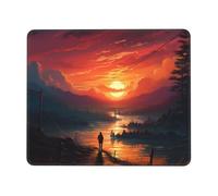 Tapis de souris motif coucher de soleil pour souris sans fil, tapis de clavier d'ordinateur avec caoutchouc antidérapant, tapis de bureau carré pour bureau et ordinateur portable, 21,1 x 26,2 cm