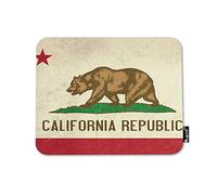 Tapis de souris motif drapeau ours grunge Californie drapeau de l'Amérique isolé sur fond blanc Tapis de souris rectangulaire en caoutchouc antidérapant pour ordinateurs portables 23,9 x 20,1 cm