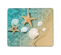 Tapis de souris motif étoile de mer et coquillage, tapis de bureau pour ordinateur portable, base antidérapante, tapis de clavier résistant à l'eau, tapis de bureau pour joueur, bureau et maison