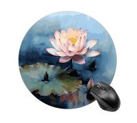 Tapis de souris motif fleur de lotus, tapis circulaire souple et durable, base en caoutchouc antidérapant, glisse facile, surface résistante aux déversements, pour ordinateur portable, bureau et