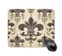 Tapis de souris motif fleur de lys et armoiries chevalier imprimé imperméable avec base en caoutchouc antidérapant pour ordinateur portable