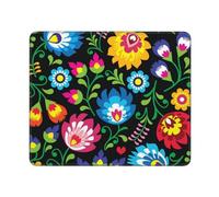 Tapis de Souris, Motif Floral d'art Populaire polonais Vintage, Tapis de Souris à Base de Caoutchouc antidérapant, Tapis de Souris imperméable 12 × 10 Pouces pour Bureau