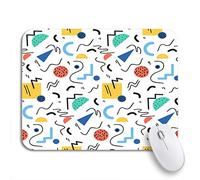 Tapis De Souris Motif Géométrique Coloré des Années 90 dans Le Style Rétro des Années 80 Memphis Funky Tapis De Souris Carré Personnalisé Tapis Souris, pour Ordinateur, 25 x 30cm