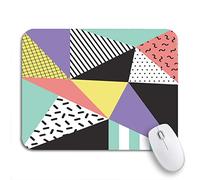 Tapis De Souris Motif Géométrique Coloré Rétro Memphis des Années 80 Et 90, Triangle Abstrait Tapis De Souris Carré Lavable Tapis De Souris Antidérapant, pour Jeux, 25 x 30cm