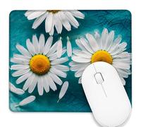 Tapis de souris motif marguerites flottant dans l'eau turquoise Tapis de souris lavable avec base en caoutchouc antidérapant Accessoires de bureau Décoration pour ordinateur portable 23,9 x 20,1 cm