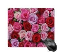 Tapis de souris motif mur de roses rouges et roses, tapis de souris pour ordinateur de bureau, ordinateur portable avec base en caoutchouc antidérapant, tapis de souris de jeu