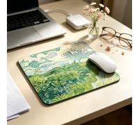 Tapis de souris motif paysage peinture à l'huile, tapis d'ordinateur vert | Tapis d'opération textile à coins arrondis, impression d'art de paysage impressionniste, tapis plat pour placer un appareil