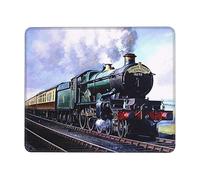 Tapis de souris motif train de locomotive à vapeur avec base en caoutchouc carrée - Imperméable et antidérapant - Pour ordinateur portable de bureau - 21 x 26,2 cm