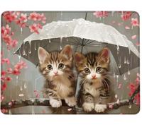 Tapis de Souris Mousepad de Bureau 24 x 20 cm Ultra Mince Tapis Souris avec Bords Cousus Mouse Pad Base en Caoutchouc Antidérapante Lavable Vitesse Précision Améliorées Chat l'eau De Pluie w0j-215