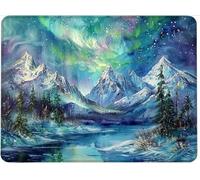 Tapis de Souris Mousepad de Bureau 32 x 26 cm Ultra Mince Tapis Souris avec Bords Cousus Mouse Pad Base en Caoutchouc Antidérapante Lavable Vitesse Précision Améliorées Travail Aurora Forêt w0j-359