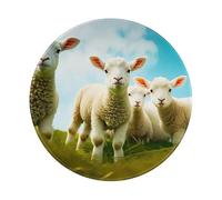 Tapis De Souris Moutons Drôles Debout dans Un Champ Vert sous Un Ciel Bleu 2 Mousepad Portable Mouse Pad Durable Tapis De Souris Gaming pour Travail Bureau Maison 20X20 Cm