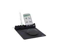 Tapis de souris multifonction avec smartphone et porte-stylo, noir, pliable