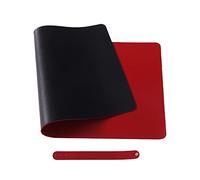 Tapis de souris multifonction imperméable double face en cuir synthétique ultra fin - Anti-dérapant - Protection de bureau pour le bureau et la maison - Rouge - Noir - 120 x 60 cm