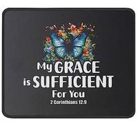 Tapis De Souris My Grace is Sufficient Christianty Faith Verse Scripture Inspirational Tapis De Bureau Doux Mouse Pad Comfortable sous-Main pour Table Voyage Travail 25X30CM