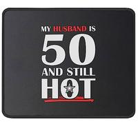 Tapis De Souris My Husband is 50 50Th Birthday Mouse Pad Anti-Dérapant sous-Main Comfortable Tapis De Bureau pour Table Claviers Voyage 25X30CM