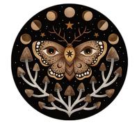 Tapis de souris Mysterious Forest Visions Phase de lune Champignons Moth Mushrooms Base antidérapante en caoutchouc Tapis de souris pour la maison, le bureau, le dortoir, la décoration de bureau