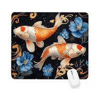 Tapis de Souris Noir,400x300x3mm Tapis de Souris Gamer Poisson Mousepad,ase en Caoutchouc Imperméable et Antidérapante,Carré Cabine Mouse Pad avec Bords Surpiqués,pour Bureau Décoration Cadeaux J-710