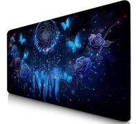Tapis de Souris Noir 600x300x3mm sous Main Bureau avec Base Anti-Dérapage Attrape-Rêves Tapis de Souris Gamer Imperméable, Mouse Pad avec Coutures sur Les Bords, Accessoire Bureau pour Gamer F0-363