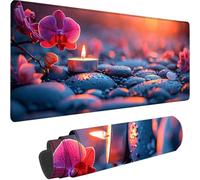 Tapis de Souris Noir 800 x 400 x 3 mm Grand Tapis de Souris XXL Gaming, Bougie Mouse Pad à Bords Cousus, Base en Caoutchouc Antidérapante sous Main Bureau pour Gamer, Ordinateur Decoration Maison P-0
