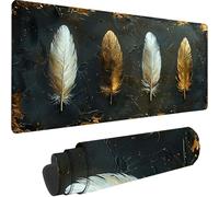 Tapis de Souris Noir 800x300x3 mm Grand Tapis de Souris XXL Gaming, Plume Mouse Pad à Bords Cousus, Base en Caoutchouc Antidérapante sous Main Bureau pour Gamer, Ordinateur, PC, Decoration Maison 6-0