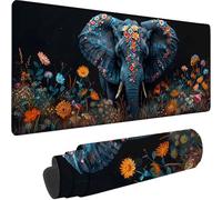 Tapis de Souris Noir 900 x 400 x 3 mm Grand Tapis de Souris XXL Gaming, éléphant Mouse Pad à Bords Cousus, Base en Caoutchouc Antidérapante sous Main Bureau pour Gamer, Ordinateur, PC, Decoration 6-0