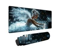 Tapis de Souris Noir Et Blanc 600 x300 mm Tapis de Souris Gamer Fille Au Piano, Accessoire Bureau Travail Grand avec Base en Caoutchouc Antidérapant Surface, Gaming Accessoire pour Gamer -TL2016