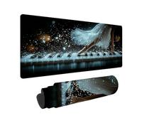 Tapis de Souris Noir Et Blanc 800 x 300 mm Tapis de Souris Gamer Fille Au Piano, Accessoire Bureau Travail Grand avec Base en Caoutchouc Antidérapant Surface, Gaming Accessoire pour Gamer -TL61V9