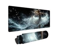 Tapis de Souris Noir Et Blanc 900 x 300 x 3MM Tapis de Souris Gamer Fille Au Piano, Accessoire Bureau Travail Grand avec Base en Caoutchouc Antidérapant Surface, Gaming Accessoire pour Gamer -TL307