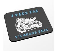 Tapis de Souris Noir - J'Peux Pas Y'a Grand Prix Moto Course Mécanique GP - (Dimensions 24 x 20 cm)