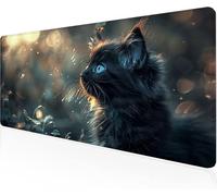 Tapis De Souris Noir,Sous Main Bureau Chaton Tapis De Souris XXL Gaming 1400x600x3mm Protege Bureau Avec Base AntidéRapante,Durable Et ImperméAble Tissu Texturé En Microtissu AméLiore PréCision Y1-624