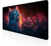Tapis de Souris Noir Tapis de Souris Gamer 800x300x3mm Grand sous Main Bureau Chat Modèle, Base Antidérapante en Caoutchouc Mousepad, Imperméable Durable Mouse Pad pour PC Gamer & Deco Bureau D1-770