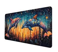 Tapis de Souris Noir Tapis Souris XXL 120 x 60 cm, Imperméable Mousepad Dauphin Motif Bords Cousus Conception Accessoire Bureau Base en Caoutchouc Antidérapant Surface pour Gamer, Bureau -hjw250611