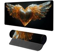 Tapis de Souris Noir Tapis Souris XXL 700x300x3mm, Gamer Mouse Pad Aile avec Coutures sur Les Bords, Antidérapant Étanche Grand sous Main Bureau Gamer pour PC Gaming Accessoire, Cadeau O-5901