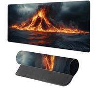 Tapis de Souris Noir Tapis Souris XXL 700x300x3mm, Gamer Mouse Pad Flamme avec Coutures sur Les Bords, Antidérapant Étanche Grand sous Main Bureau Gamer pour PC Gaming Accessoire, Cadeau 1-8887