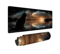 Tapis de Souris Noir Tapis Souris XXL 800 x 300 mm, sous Main Bureau Chat Mouse Pad avec Bords Cousus, Imperméable Base en Caoutchouc Antidérapant Surface pour Bureau, Études, Gaming -zjn2509S5