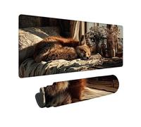 Tapis de Souris Noir Tapis Souris XXL 80x40cm, sous Main Bureau Renard Mouse Pad avec Bords Cousus, Imperméable Base en Caoutchouc Antidérapant Surface pour Bureau, Études, Gaming -zjn2509F06FAO17
