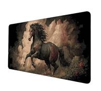 Tapis de Souris Noir Tapis Souris XXL 90 x 40 cm, Imperméable Mousepad Cheval Motif 3MM Bords Cousus Conception Accessoire Bureau Base en Caoutchouc Antidérapant Surface pour Gamer, Bureau -hjw25064T