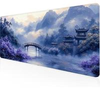 Tapis De Souris Nuages Brouillard,Sous Main Bureau Petit Pont Tapis De Souris XXL Gaming 600x400x3mm Protege Bureau Base AntidéRapante,Durable ImperméAble Texturé Microtissu AméLiore PréCision Y1-937