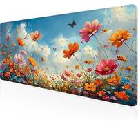 Tapis De Souris Nuages,Sous Main Bureau Grappes Fleurs Tapis De Souris XXL Gaming 800x400x3mm Protege Bureau Base AntidéRapante,Durable ImperméAble Tissu Texturé Microtissu AméLiore PréCision Y1-730