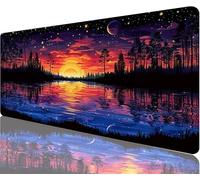 Tapis de Souris Nuit Tapis de Souris Gaming XXL 1200x600x3mm, Mystère Mouse Pad Imperméable et Antidérapant Les Bords à Double Couture Assurent Durabilité, Tandis Microfibre Cadeaux Homme N1-1118