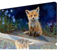 Tapis de Souris Nuit Tapis de Souris Gaming xxl 600x300x3mm,Renard Mouse Pad Imperméable et Antidérapant les Bords à Double Couture Assurent Durabilité,Tandis Microfibre Précision Cadeaux Homme N1-758
