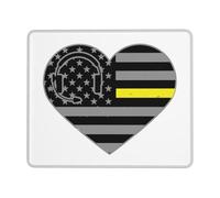 Tapis De Souris Number 911 Dispatcher Thin Gold Yellow Line Dispatch American Flag Tapis De Bureau Anti-Dérapant Mousepad Comfortable sous-Main pour Table Claviers Travail 25X30CM